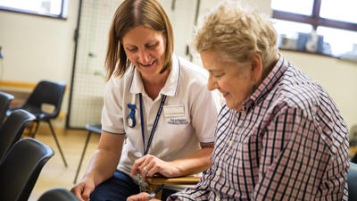 Elderly patient with healthcare worker
