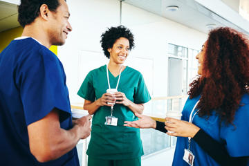 Healthcare workers talking